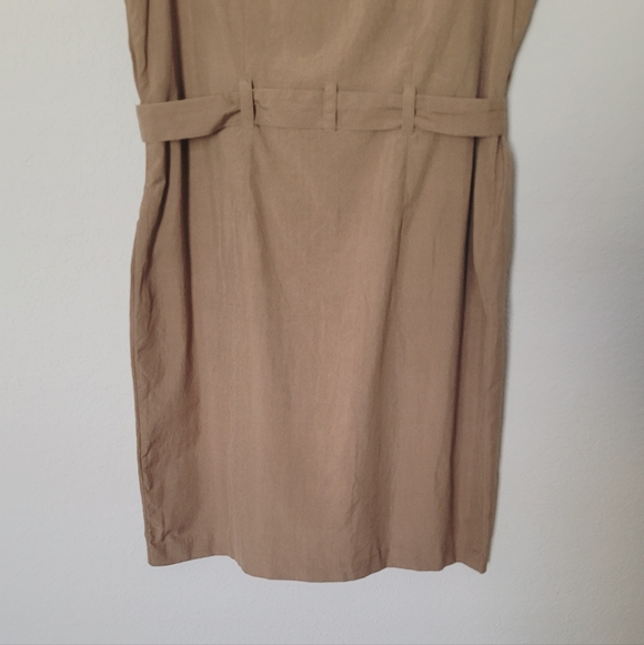 Vintage HASLTON Khaki Sleeveless Button-Down Dress Sz 12 - Picture 11 of 13